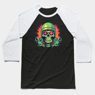 Cyberpunk Soldier Sci-Fi Skull Baseball T-Shirt